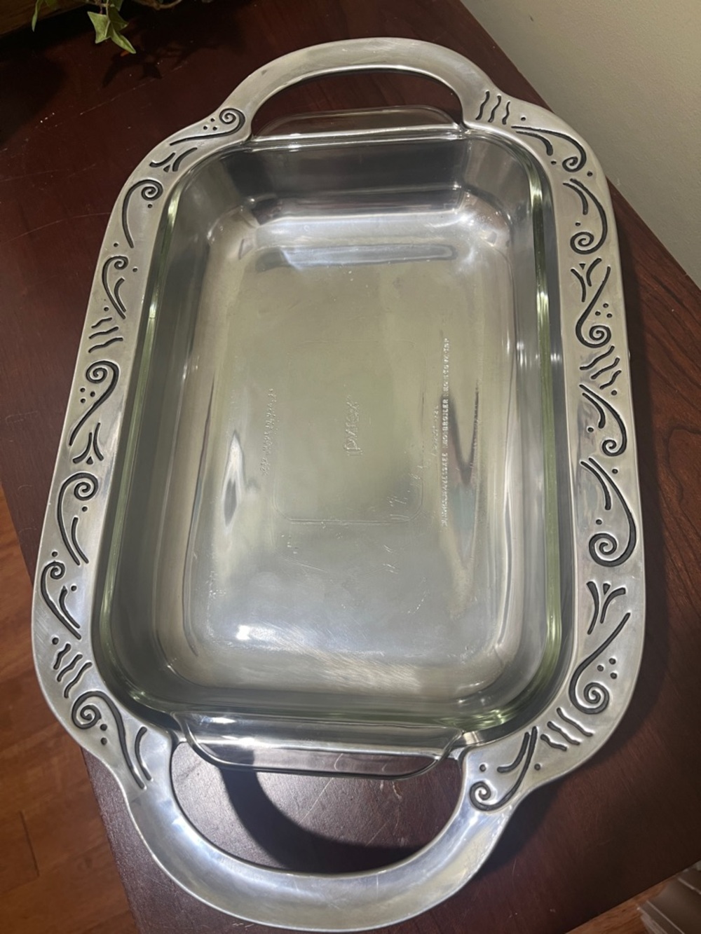 Lenox Metal Serve-ware Casserole Dish with Spyro pattern and Pyrex glass insert